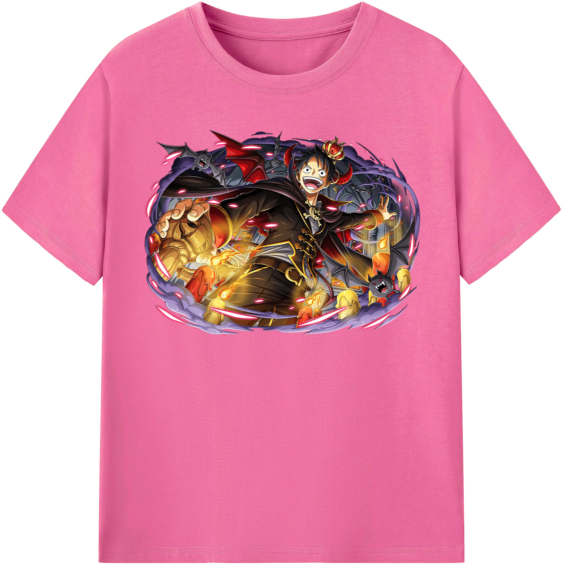 ワンピース モンキー・D・ルフィ ONE PIECE Monkey D. Luffy レディースカジュアルプリントTシャツ（綿100％）
